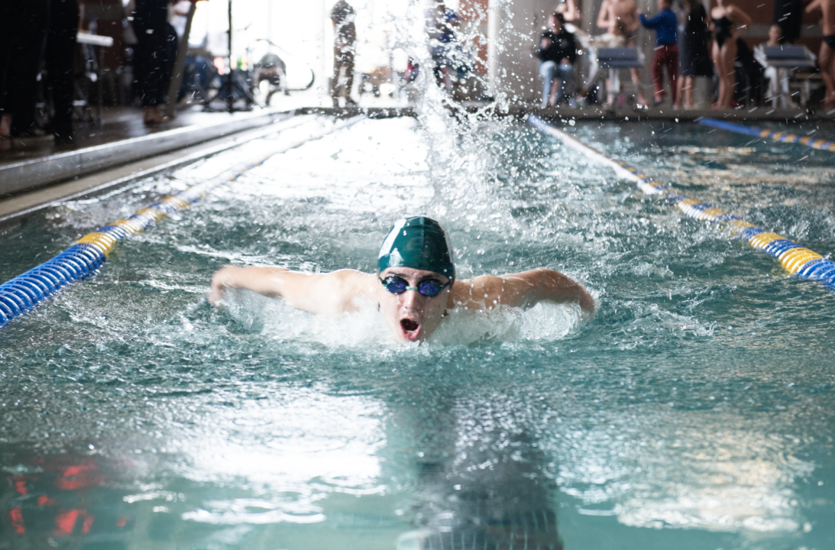 1.31.25 Junior Ronan O’Neill swimming butterfly in his 200 IM at Butte. 